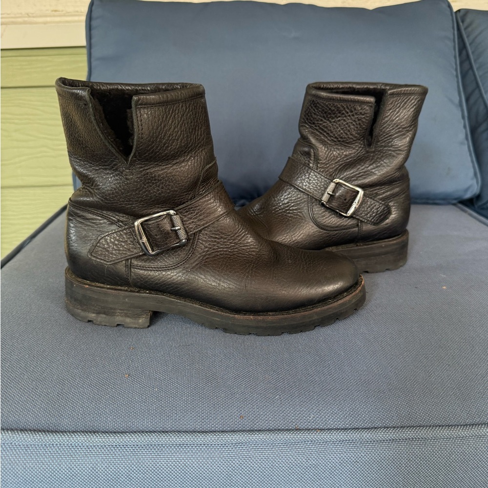 FRYE AND CO Black Ankle Boots with Silver Buckle